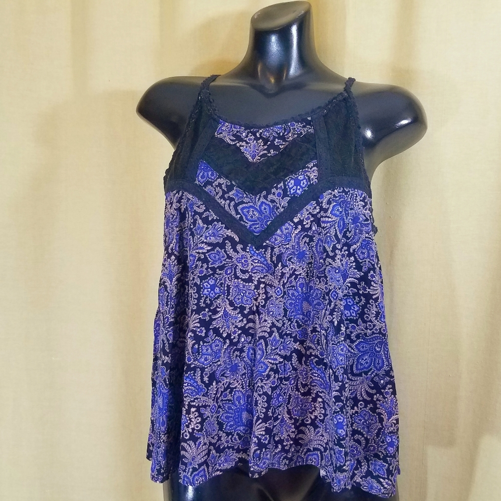 En Creme Floral Sheer Inserts Boho Top